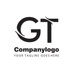 simple black letter gt for logo company design