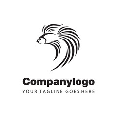 Fototapeta na wymiar simple black Siamese fighting fish for logo company design