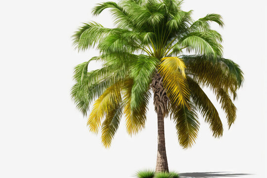 Remove the palm grove. Isolated palm tree on a white background. coconut palm For a professional composition, a high quality image. Generative AI