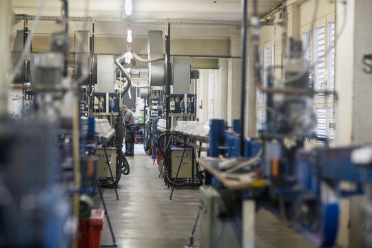 Mature man working in the steel wool cleaner industry, Lahr, Baden-Wuerttemberg, Germany