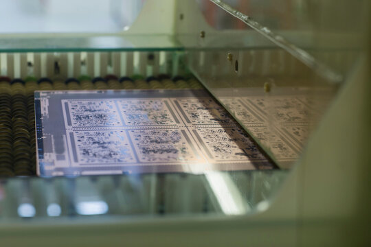 Close-up of circuit board in industry, Hanover, Lower Saxony, Germany