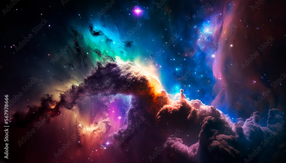 Sticker far being shone nebula and star field against space.generative ai