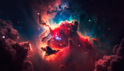 Obraz na płótnie Canvas Far being shone nebula and star field against space.Generative AI