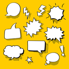 Speech bubble vector in halftone style set