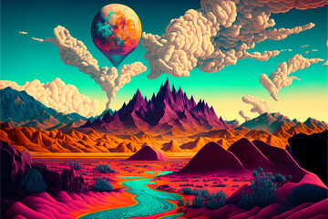 DMT art, dimethyltryptamine, psychedelic wallpaper, Generative AI.