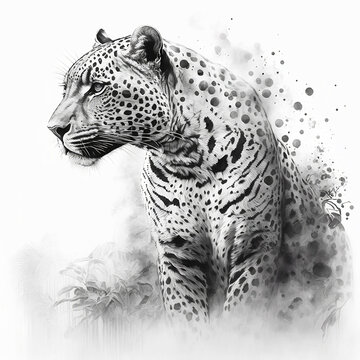 Digital illustration or drawing of a jaguar. Generative ai