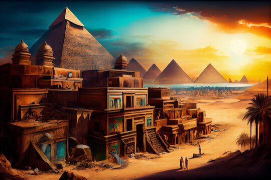 Egypt city by Callie fink photo realism. AI Generative Illustration
