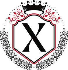 Letter X with Floral Shield