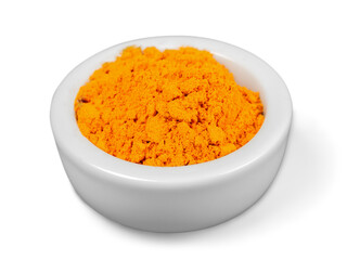 Asian colorful spices in white ceramic plate