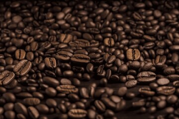Seamless coffee beans background wallpaper. Generated by AI.