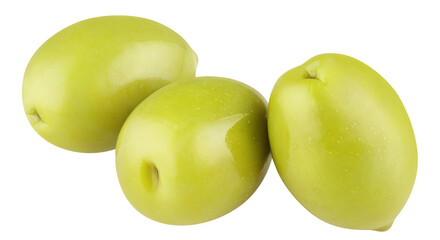 Delicious green olives cut out