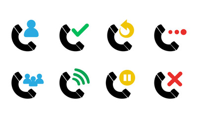 call, contact, phone icon set for calling a contact, eps10