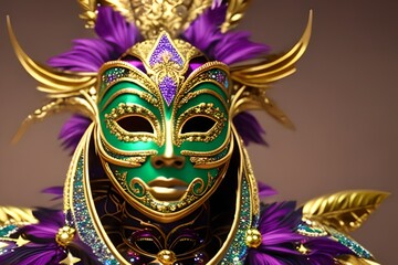 Mardi Gras Mask - Intricate and ornate mask in traditional Mardi Gras, Courir de Mardi Gras