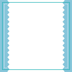 Blue and white background color with stripe line and zig zag shape. Suitable for social media post and web internet ads. Template layout. Frame, boarder for text, picture, advertisement. Empty space. 