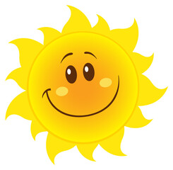 Smiling Yellow Simple Sun Cartoon Mascot Character With Gradient. Hand Drawn Illustration Isolated On Transparent Background