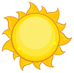 Colorful Yellow Simple Sun With Gradient. Hand Drawn Illustration Isolated On Transparent Background