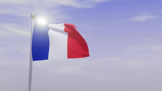 Animation National Flag with Sky and Wind  -France