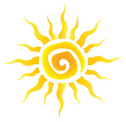 Abstract Sun Simple Design. Hand Drawn Illustration Isolated On Transparent Background