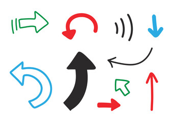 手書きの矢印セット　カラフル