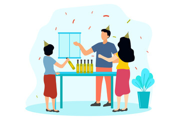 Birthday Party Flat Design Illustration