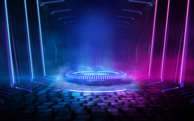 modren sci fi background padestal full HD neon wallpaper 
