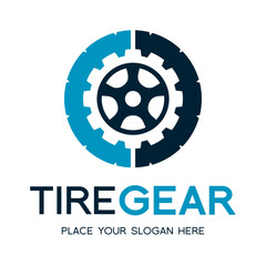 Tire gear vector logo template. This design use tire and gear symbol.