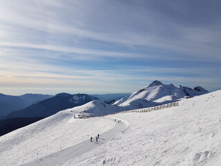 Fototapeta na wymiar ski slope on a sunny day