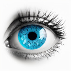 Blaues Auge auf weißem Hintergrund isoliert (erstellt durch KI-Tool)