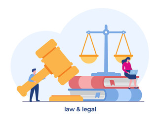Law firm and legal services concept, lawyer consultant, justice,  flat illustration vector banner