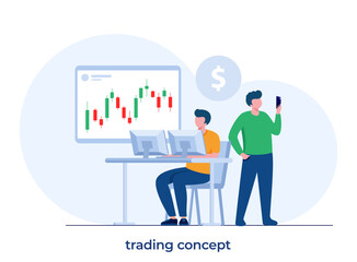Trading stock and forex candlestick concept, economy, financial, flat vector illustration for banner premium vector template