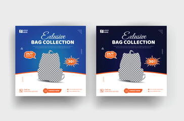 Brand new exclusive bag collection  sale social media post banner template