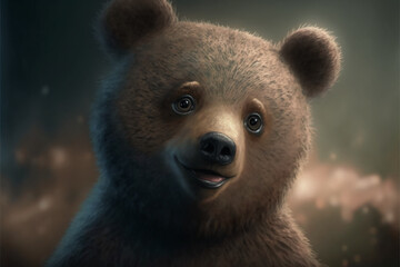 Obraz premium Cute brown bear wallpaper. Generative AI.