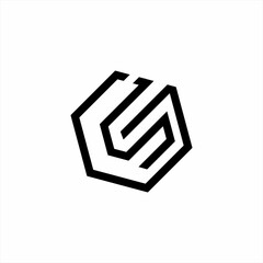 Abstract letter G S hexagonal box logo design.