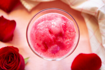 Rose water sorbet. Traditional summer dessert.