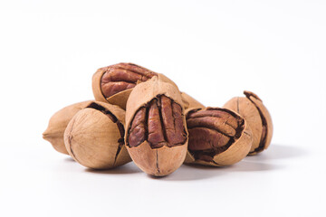 pecan nuts isolated on white background