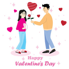 vector flat couple celebrating valentines day