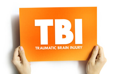 TBI Traumatic Brain Injury - intracranial injury to the brain caused by an external force, acronym text concept on card for presentations and reports