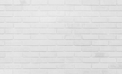 White brick wall texture background for stone tile block painted in grey light color wallpaper modern interior and exterior.