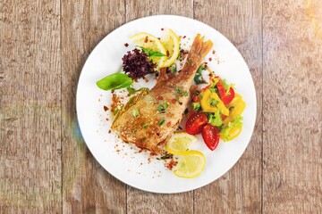 Grilled tasty fresh fish dish