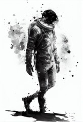 Impasto, Sci-fi, Full-length Whole body portrait, Anime character, Astronaut with a blurred face, AI generated art illustration.	