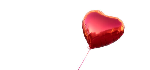 flying shiny red heart shaped balloon. png transparent background