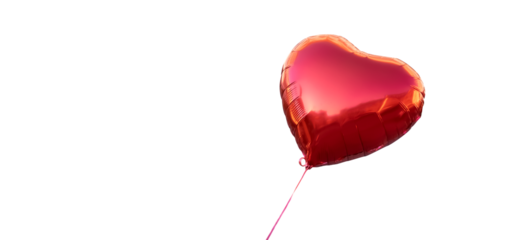 flying shiny red heart shaped balloon. png transparent background