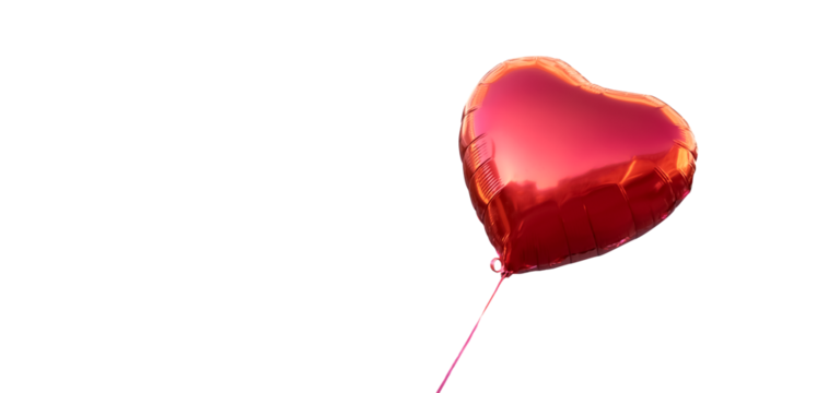 flying shiny red heart shaped balloon. png transparent background - Powered by Adobe