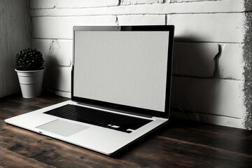 taunting laptop on the wall. Generative AI