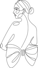 Trendy Line Art Woman Body. Minimalistic Black Lines Drawing. Female Figure Continuous One Line Abstract Drawing. Modern Scandinavian Design. Naked Body Art. Vector Illustration.