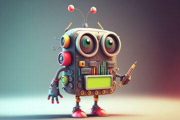 returning to school idea. a metal robot with a programmable electronic board. electronics and robotics. DIY robots. Education in STEM and STEAM for children. There is no text here. Generative AI