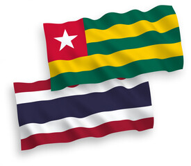 Flags of Togolese Republic and Thailand on a white background