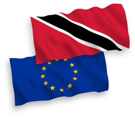 Flags of European Union and Republic of Trinidad and Tobago on a white background