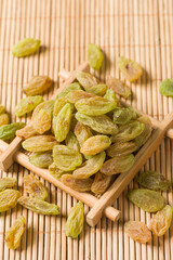 Dried fruits raisins on table