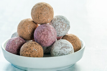Assortment of chocolate truffles. Selective focus